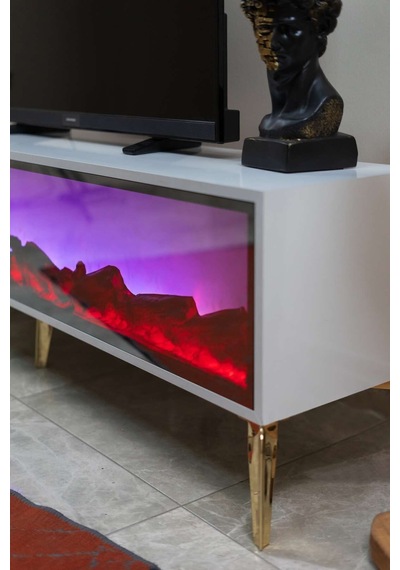 Leon Şömineli Tv Ünitesi 170 X 30 Beyaz Beyaz Leon Şömineli Tv Ünitesi 170 X 30 Beyaz Beyaz