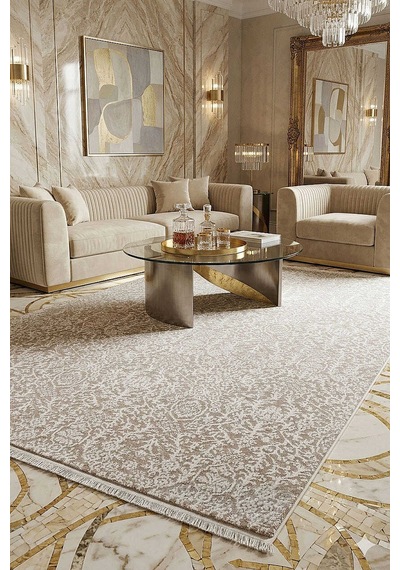 Alya Modern Tasarım Makine Halısı 29459 Kemik
