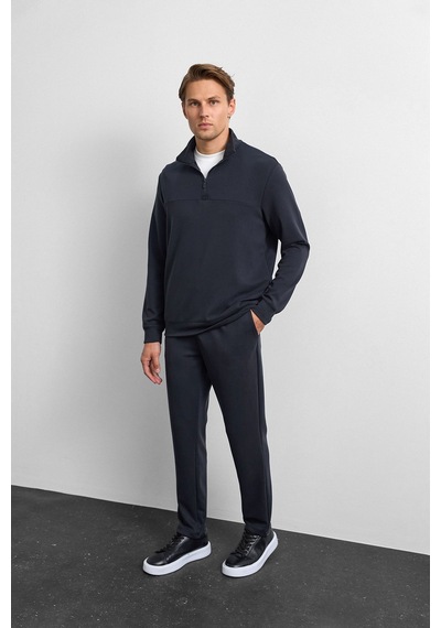 Backandbond Siyah Regular Fit Yarım Fermuarlı Sweatshirt