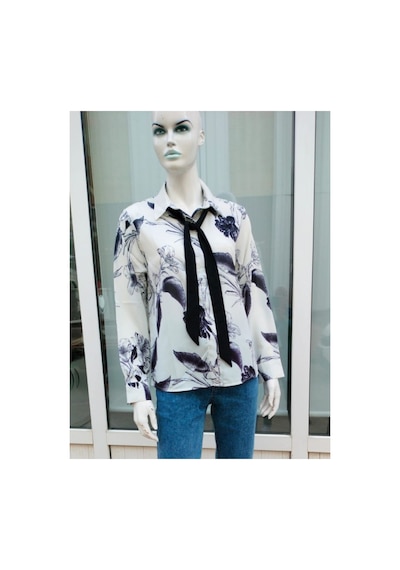 Çınar Boutique Çiçek Desenli Gömlek Beyaz Beyaz