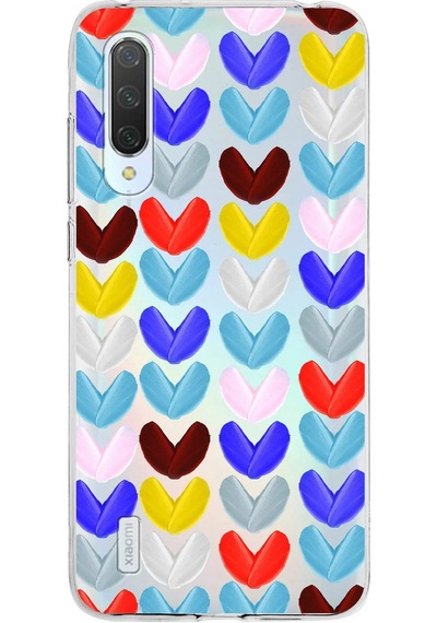 Xiaomi Mi 9 Lite İle Uyumlu 1mm Slim Fit Water Color 1 Baskılı Şeffaf Kılıf Şeffaf