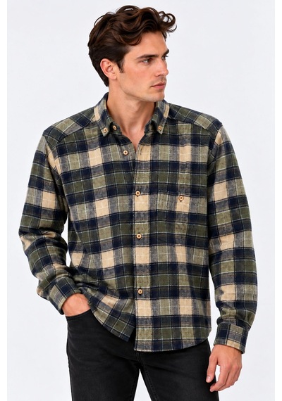 Classics Men Regular Fit Erkek Kışlık Hakiki Oduncu Gömleği Yeşil