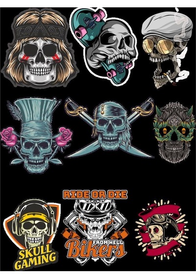 İskelet Sticker Set-5 9 Parça Telefon, Tablet, Defter, Laptop Sticker