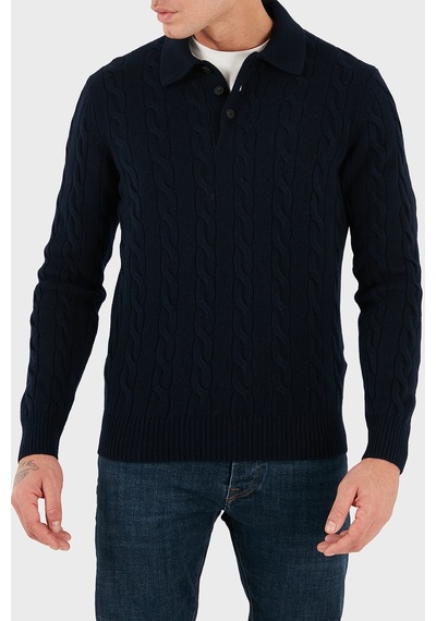 Gran Sasso Erkek Polo Yaka Kazak 23172 19651 598 Lacivert Lacivert