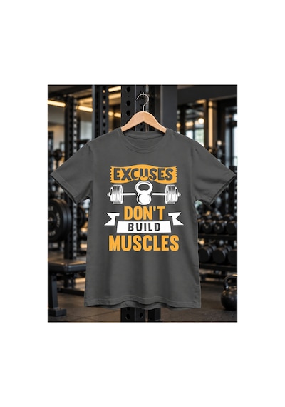 Segungear Excuses Erkek Regular Fit Baskılı Spor Tişört Gri - 933732766 Gri