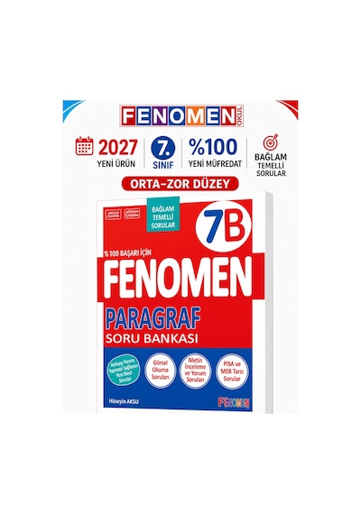 2027 7.sınıf 7b Paragraf Bağlam Temelli %100 Maarif Yüzyıl Yeni Müfredat Soru Bankası Orta-zor Yeni Ürün