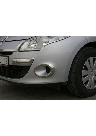 Renault Megane 3 Hb/sw Uyumlu Sis Farı Çerçevesi 2 Parça 2010-2012 Paslanmaz Krom