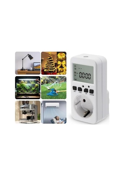 Tr Tm08 Hassasiyet Ayarlı Fotoselli Priz - 0-99 Lüks Dijital Işık Sensörü, Geri Sayımlı Zamanlayıcı, 16a 3680w