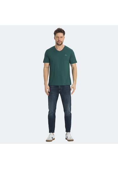 Slazenger KRAKKER Erkek V Yaka Yeşil Tişört