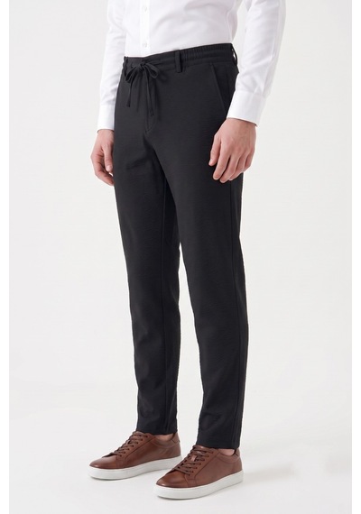 Günce Erkek Regular Kalıp Jogger Pantolon Gofre Kumaş Bgl-st05632 Siyah
