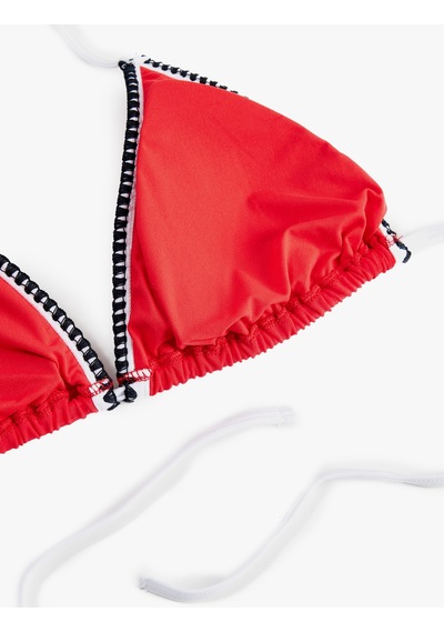 Koton Renk Kontrastlı Kroşe Detaylı Üçgen Bikini Üstü Kırmızı 6sak10211mm