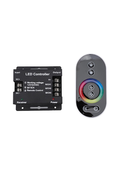 Dokunmatik Kumandalı Rgb Şerit Led Kontrol Devresi Cihaz 644-tou-rf-rgb18a Siyah 432w 12-24v Uzaktan Kumanda Rf RGB