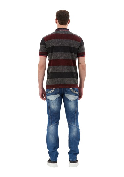 Cipo & Baxx Erkek Çizgili Polo Yaka Tişört Slim Fit Pamuklu Günlük Şık T-shirt Ct859 Ant