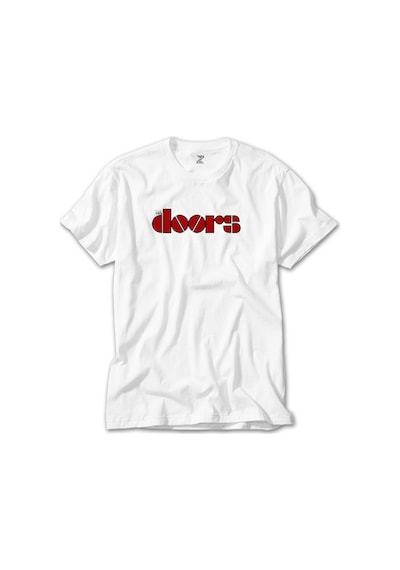 The Doors Logo Red Beyaz Tişört Beyaz