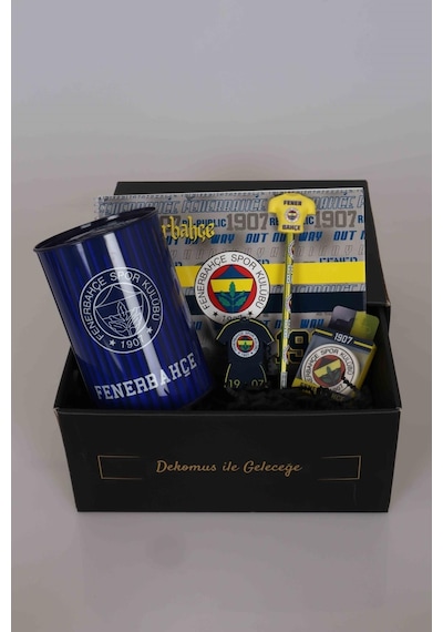 Dekomus Gıft Box Özel Kutulu Lisanslı Fenerbahçe Kırtasiye Seti Büyük Boy Kumbara Resim Defteri