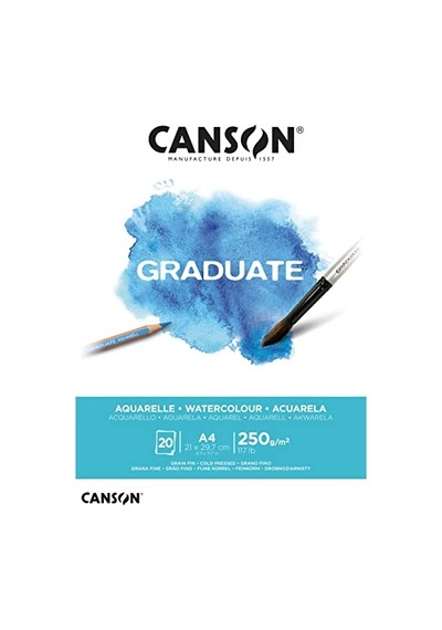 Canson Graduate Sulu Boya Kağıdı Bloğu, Dın A4, 20 Yaprak, 250 G/m²