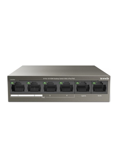 TEF1106P 2X UPLINK + 4 PORT POE ETHERNET SWITCH 63 WATT TENDA