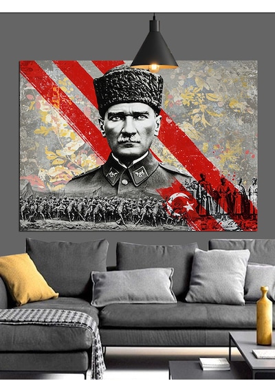 Türk Askeri Kahraman Atatürk Dekoratif Kanvas - Mdf Ahşap Tablo