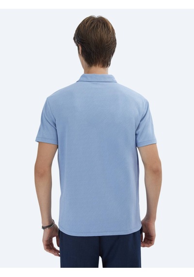 Kip Mavi Jakarlı Polo Yaka T-shirt Mavi Kip Mavi Jakarlı Polo Yaka T-shirt Mavi