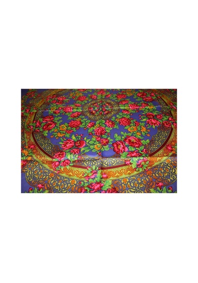 Tikitonki Kare Kesim Çiçek Desenli Saten Mor Eşarp - 90x90 Çok Renkli Çok Renkli