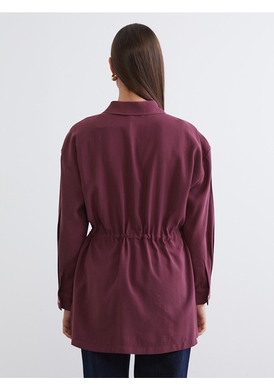 Lcw Modest Bordo Büzgülü Kadın Gömlek Tunik