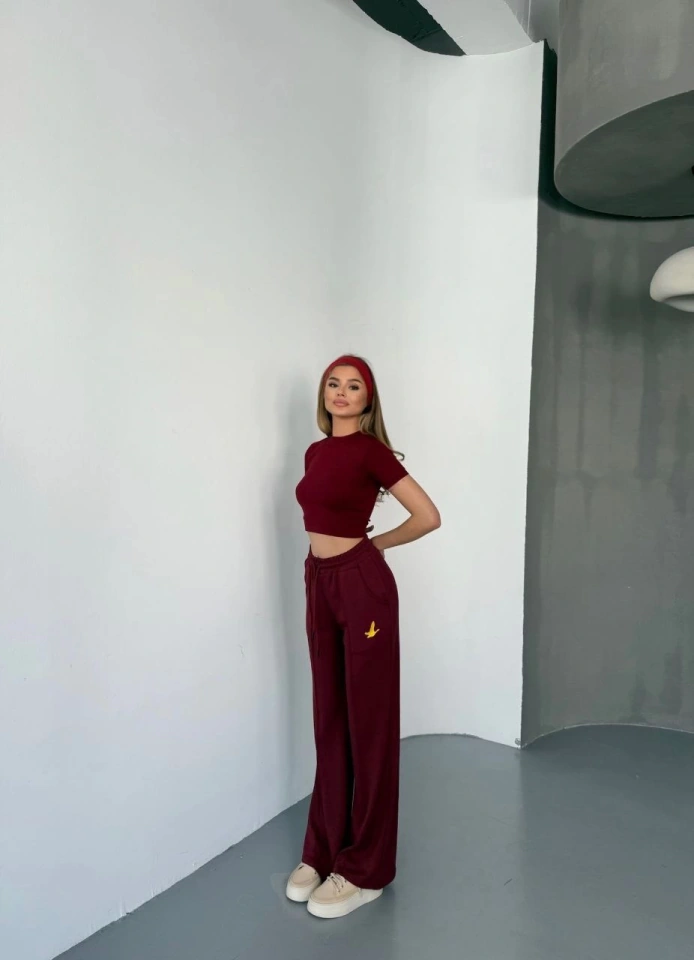 Balmior Osy Modal Yumuşak Dokulu Kumaş Nakış Işlemeli Rahat Bol Paça Eşofman Pantalon - Bordo Bordo Balmior Osy Modal Yumuşak Dokulu Kumaş Nakış Işlemeli Rahat Bol Paça Eşofman Pantalon - Bordo Bordo