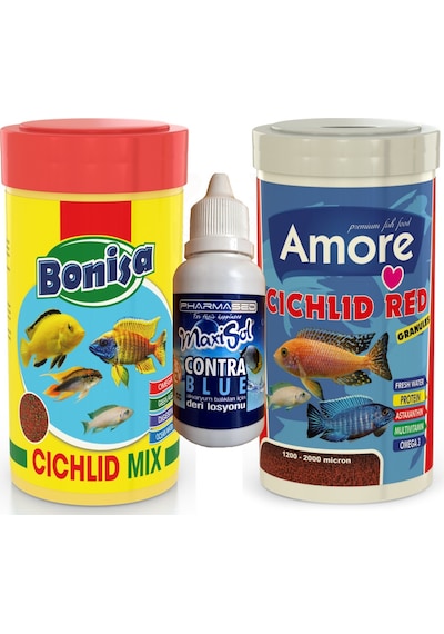 CichlidRed Granules 250ml Kutu ve CichlidMix 250ml +SuDüzenleyici
