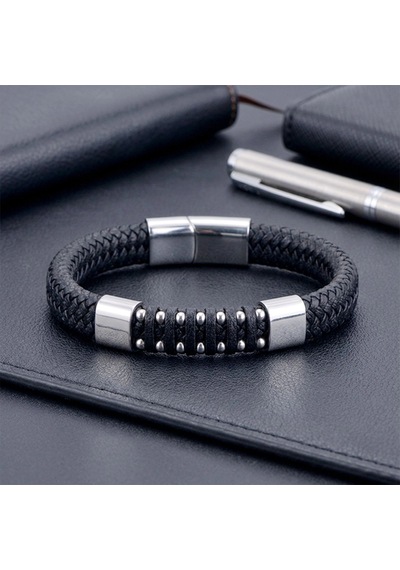 Moncuk Design Deri Çelik Damla Zincir Dolama Bileklik Siyah 33514b1d7