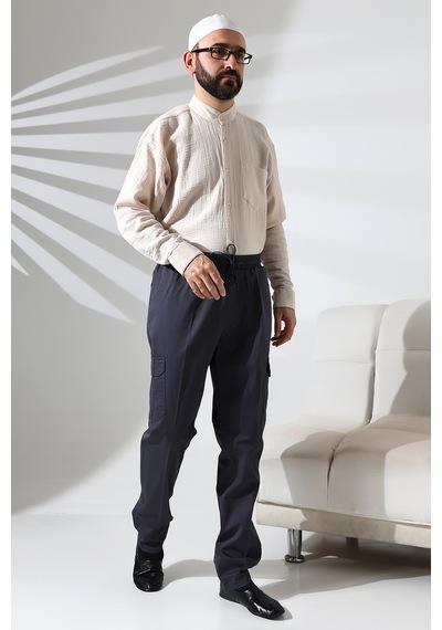İhvanonline Erkek Çınar Yandan Cepli Beli Lastikli Hac Ve Umre Kargo Pantolon Füme İhvanonline Erkek Çınar Yandan Cepli Beli Lastikli Hac Ve Umre Kargo Pantolon Füme