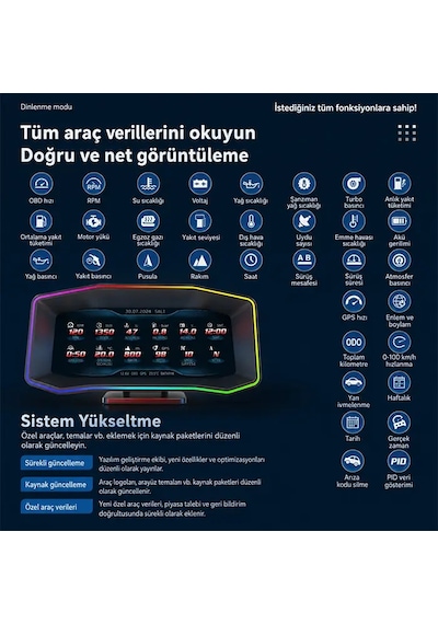 Ally P4 Obd2 + Gps Head Up Display Hud Dijital Hız Göstergesi- 5775 1