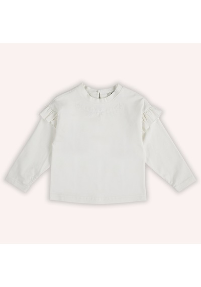 Panço Kız Çocuk Nakışlı T-shirt Ekru 2421gb05015-4815 001