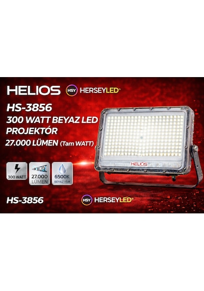 Helıos Hs-3856 300 Watt Beyaz Led Projektör 27.000 Lümen Tam Watt Beyaz Işık