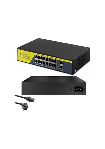 Ai-1820gb Poe Switch 16 Port + 2 Uplink Gigabit 10/100/1000 Mbps