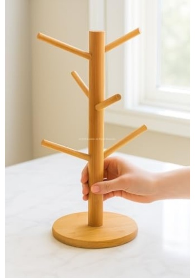 Ahşap Bambu Kupa Bardak Askısı 6&apos Lı Stand Doğal Mutfak Tezgahı İçin Kupa Standı Bardak Tutucu Modern Dekoratif Dayanıklı Kolay Kurulumlu Organizer Yuvarlak 100