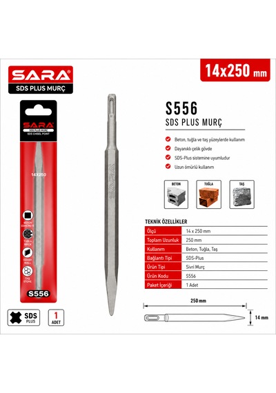 Sara S556 Sds Plus Sivri Murç 14 X 250 Mm