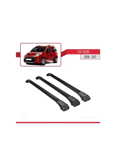 Fiat Qubo 2008-2017 Arası İle Uyumlu Ace-1 Ara Atkı Tavan Barı Siyah 3 Adet Bar