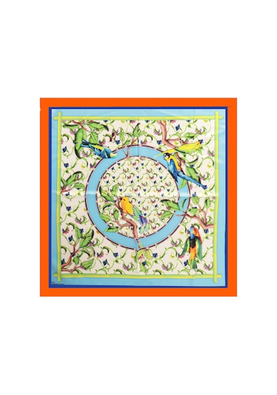 Inno 60x60 Cm Premium Saten Desenli Dikişli Fular Sarı