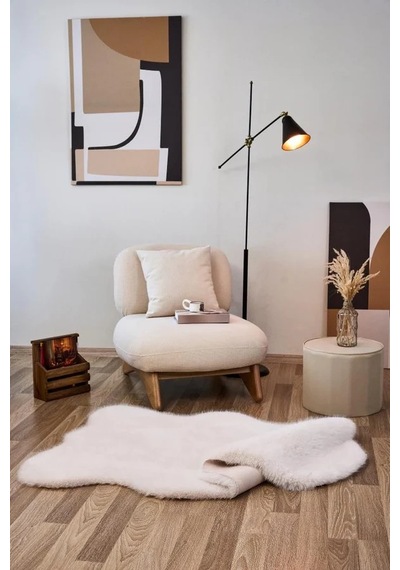 Apex Reiki Krem Peluş Post Şekilli Halı Krem