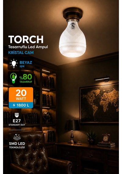 20w Kristal Tasarruflu E27 Beyaz Işık Torch Led Ampul 2 Adet 2 Adet
