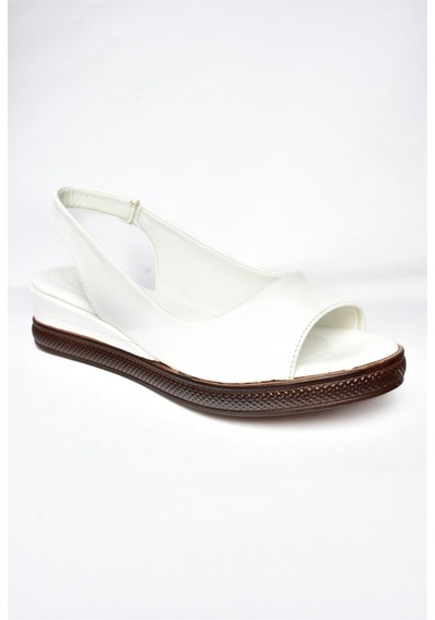 Fox Shoes K674300609 Beyaz - Taba Kadın Sandalet Beyaz - Taba