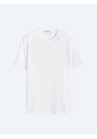 Kip Unisex Beyaz Düz Bisiklet Yaka %100 Pamuk T-shirt Beyaz