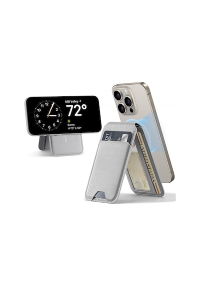 Esr Apple Uyumlu iPhone Standlı Cüzdan Halolock Magsafe Wallet Gri Gri