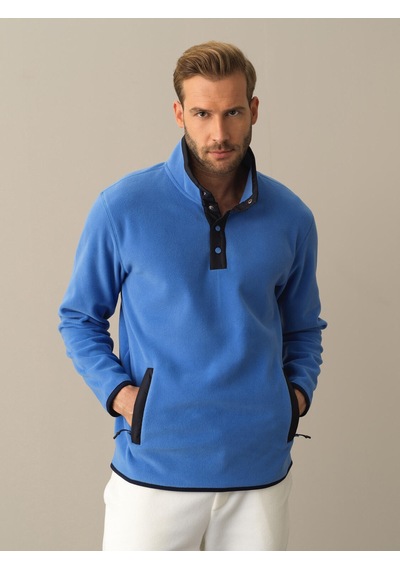 Xint Mavi Regular Fit Dik Yaka Polar Sweatshirt 300276