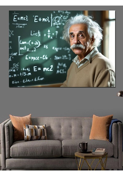 Bilim İnsanı Albert Einstein Dekoratif Kanvas - Mdf Ahşap Tablo