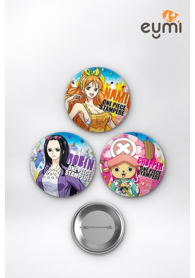One Piece Nami Robin Chopper Çanta Süsü Rozet İğneli Buton Rozet Seti 58 Mm 3'lü Çok Renkli