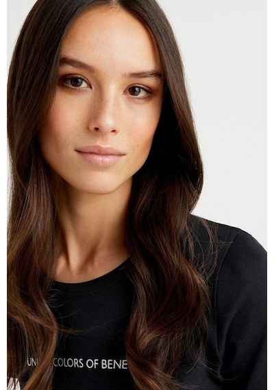 Benetton Bn Koton Benetton Yazılı Basic T-shirt- Siyah