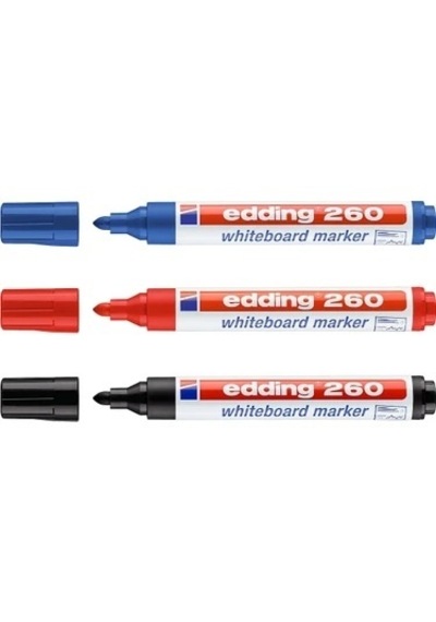 Edding 260 Beyaz Yazı Tahtası Kalemi Silinebilir 3 Renk