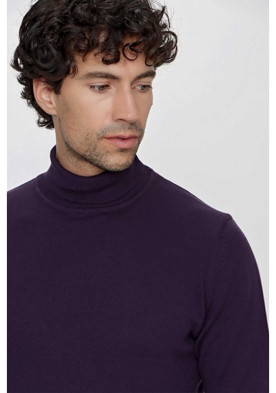 Morven Basic Dinamik Fit Rahat Kesim Balıkçı Yaka Triko Kazak 99kc017003309 Mor