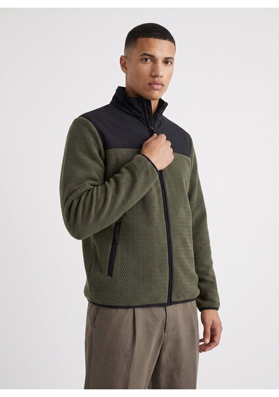 Discovery Expedition D6wm-swt3746 Haki Dik Yaka Jakarlı Erkek Polar Sweatshırt