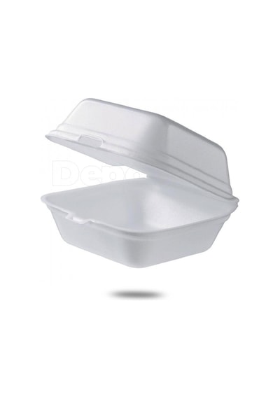 Dağyüce Tek Kullanımlık Köpük Hamburger Kapaklı Kase Kutu - 15x15x8 Cm. - 100 Adet